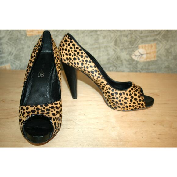 Boutique 58 Cheetah Furry Leather Open Toe Pumps 11 M - Picture 2 of 6